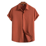 Short-Sleeve Shirt in Cotton and Linen