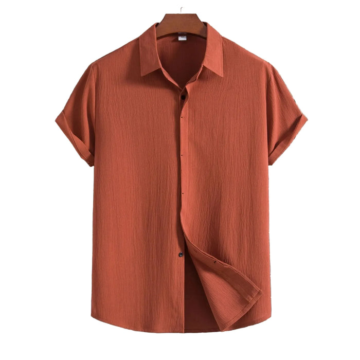 Short-Sleeve Shirt in Cotton and Linen