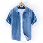 Denim Shirt with Short Sleeves