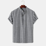 Elegant Striped Short-Sleeve Shirt