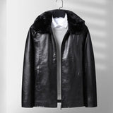 Leather jacket with fleece