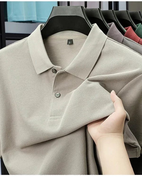 Men's Cotton Polo Shirt, Casual in Light Gray