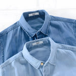 Denim Shirt with Short Sleeves
