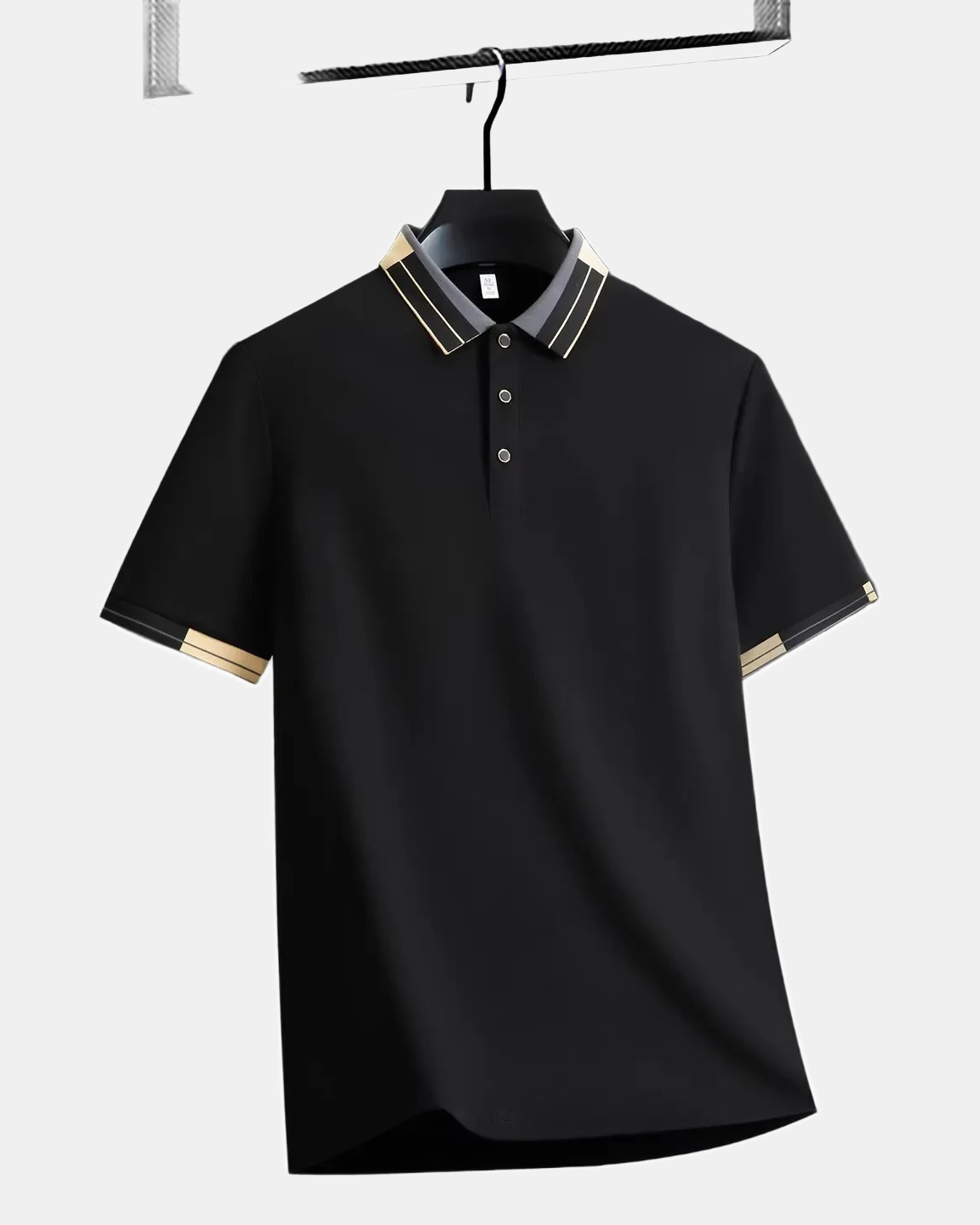 Men's Polo Shirt, Gray and Cream in Black