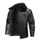 Leather jacket with fleece