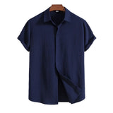 Short-Sleeve Shirt in Cotton and Linen