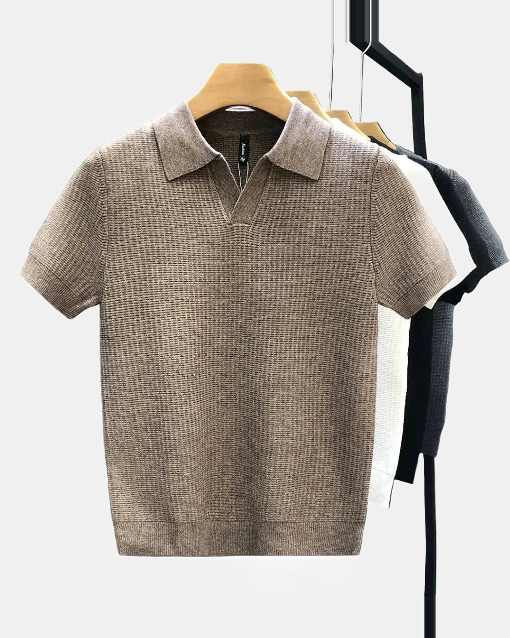 Men's Knit Polo Shirt in Brown