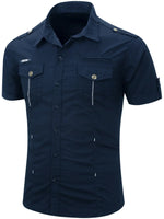 Cotton Cargo Shirt with Short Sleeves