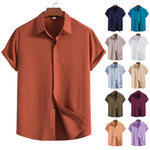 Short-Sleeve Shirt in Cotton and Linen