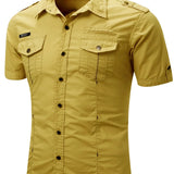 Cotton Cargo Shirt with Short Sleeves