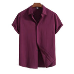 Short-Sleeve Shirt in Cotton and Linen