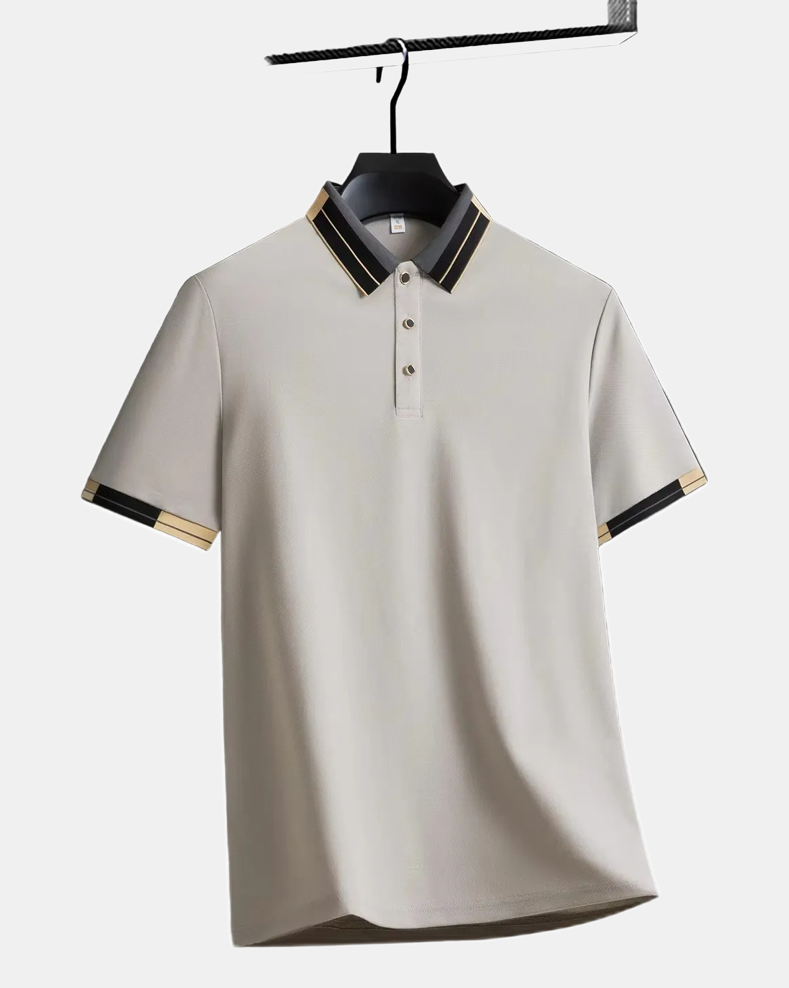 Men's Polo Shirt, Gray and Cream in Cream