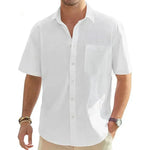 Short Sleeve Shirt in Cotton and Linen