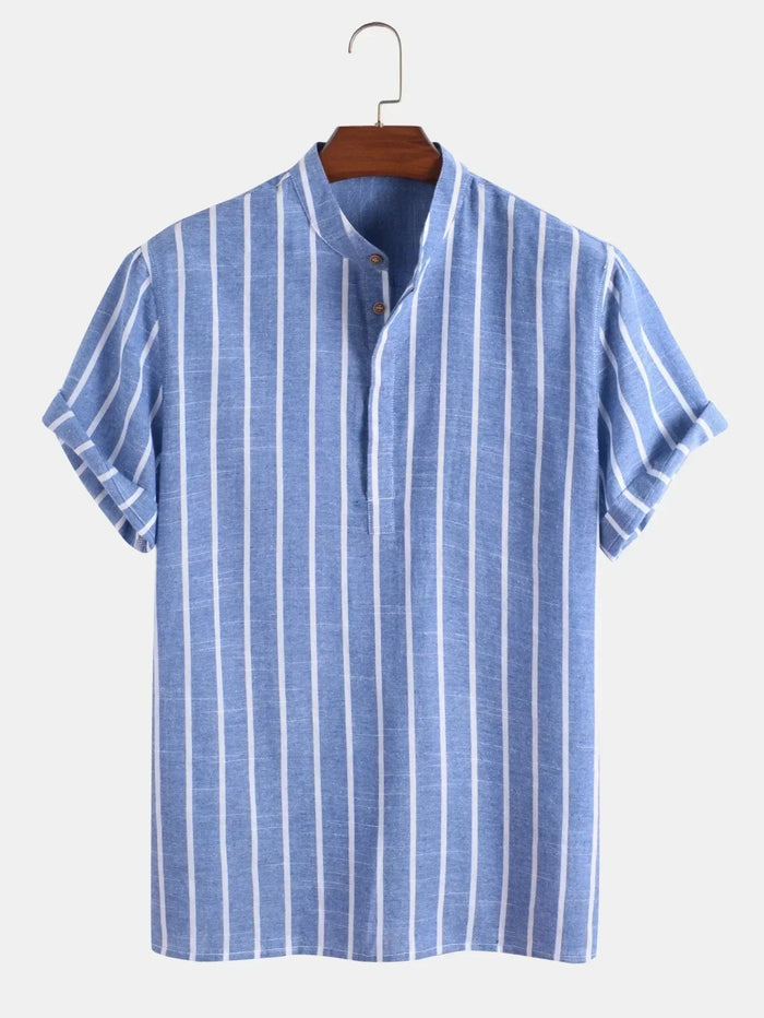 Elegant Striped Short-Sleeve Shirt