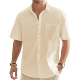 Short Sleeve Shirt in Cotton and Linen