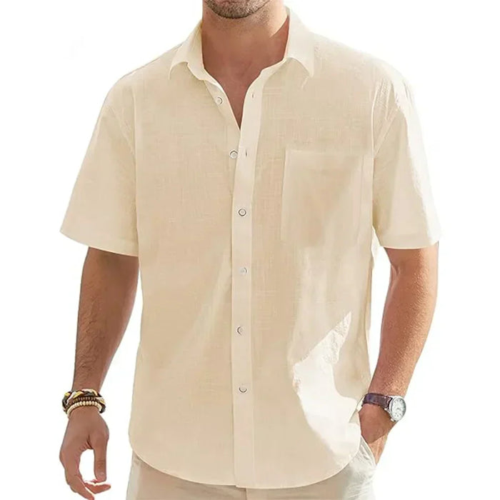 Short Sleeve Shirt in Cotton and Linen
