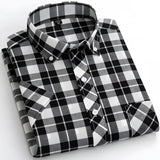 Cotton Checkered Shirt with Short Sleeves