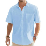 Short Sleeve Shirt in Cotton and Linen