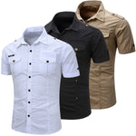 Cotton Cargo Shirt with Short Sleeves