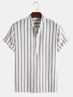 Elegant Striped Short-Sleeve Shirt