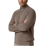 Men's Half-Zip Sweater with Collar – Taupe Brown