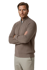 Men's Half-Zip Sweater with Collar – Taupe Brown