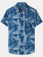 Hawaiian Casual Short-Sleeve Pockets Shirts, Tropical Print