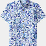 Hawaiian Geometric Floral Print Summer Shirt
