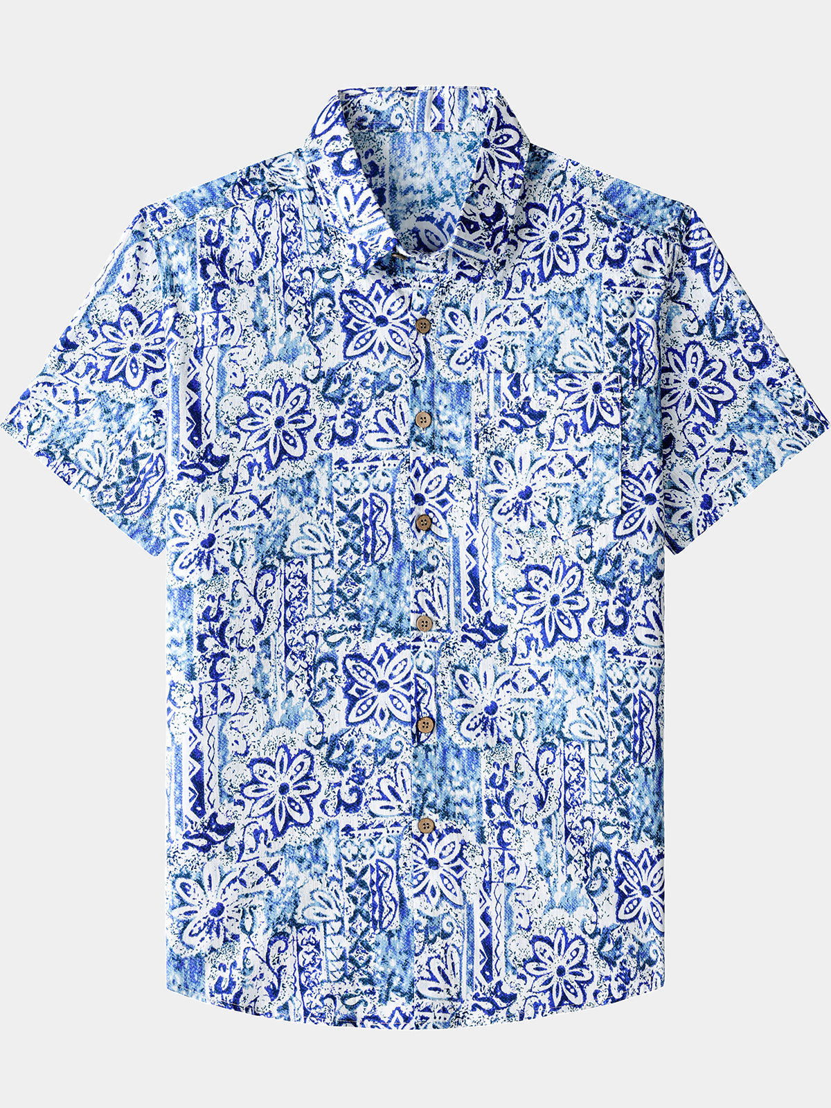 Hawaiian Geometric Floral Print Summer Shirt