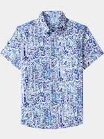 Hawaiian Geometric Floral Print Summer Shirt