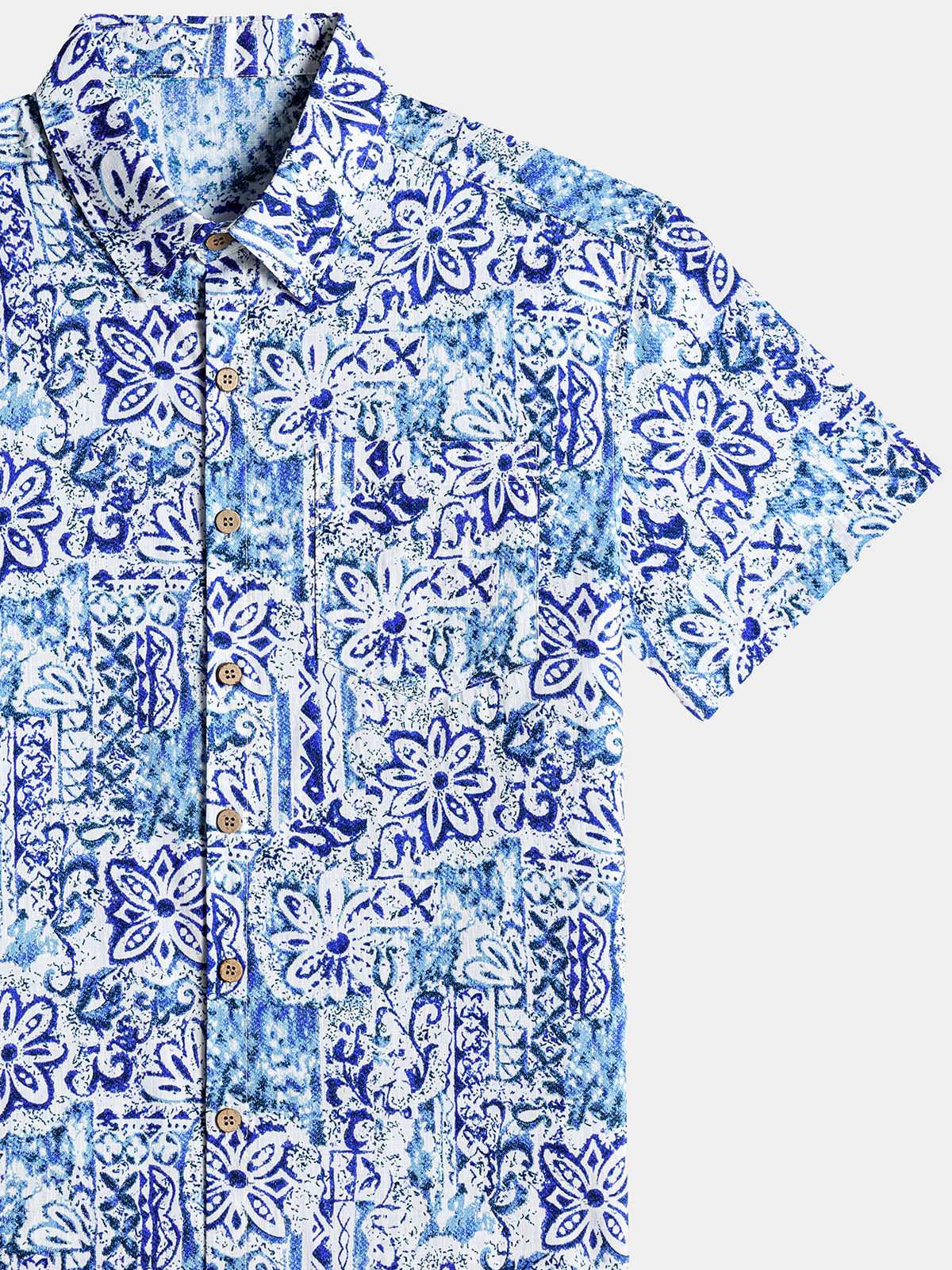 Hawaiian Geometric Floral Print Summer Shirt