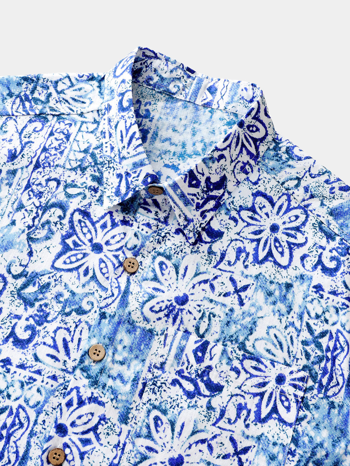 Hawaiian Geometric Floral Print Summer Shirt