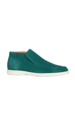 Men's Suede Loafers – Slip-On Chukka Style, Flat Sole – Blue-Green