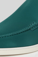 Men's Suede Loafers – Slip-On Chukka Style, Flat Sole – Blue-Green