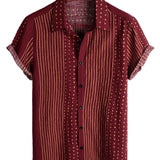 Men's Striped Cotton Short Sleeve Shirt