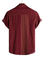 Men's Striped Cotton Short Sleeve Shirt