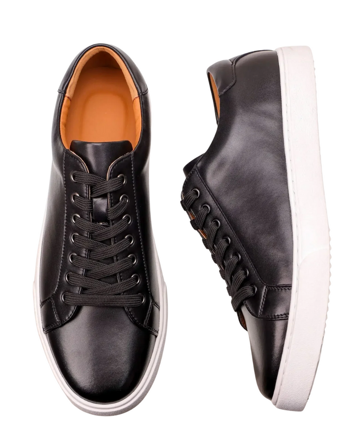 Men's Leather Sneakers, Black and Brown