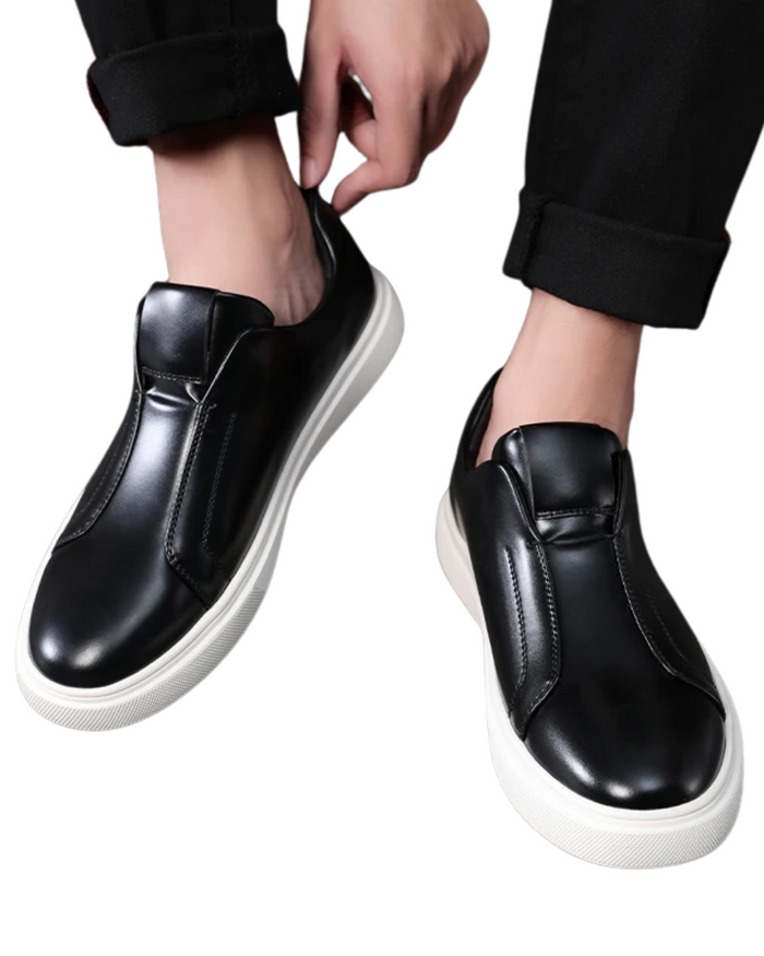 Men's Leather Shoes, Slip-On, Black and Brown