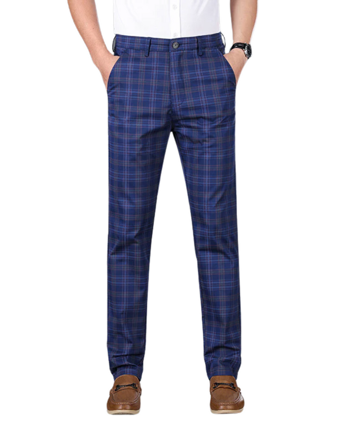 Men's Cotton Pants, Plaid, Business