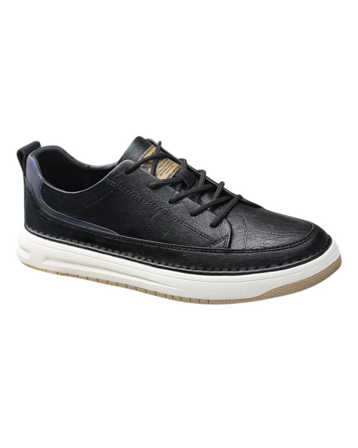 Men's Leather Sneakers, Black and Olive Brown