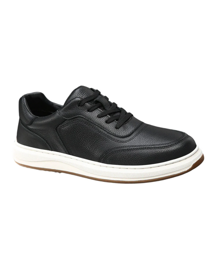 Men's Leather Sneakers, Black and White