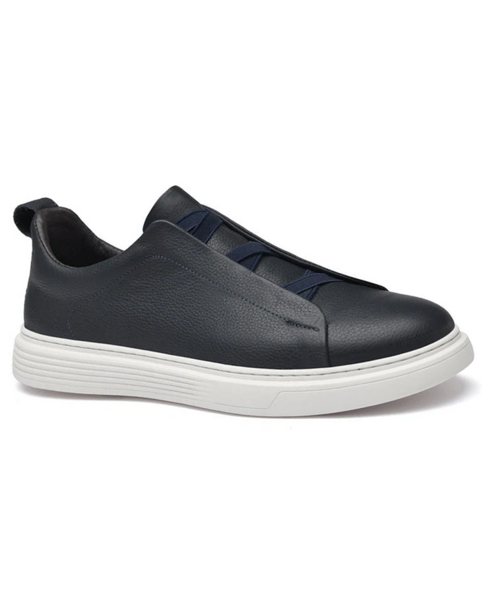 Men's Leather Shoes, Navy and White