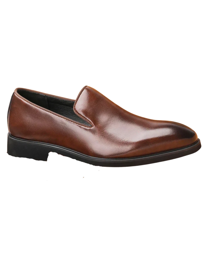Men's Leather Shoes, Slip-On, Brown