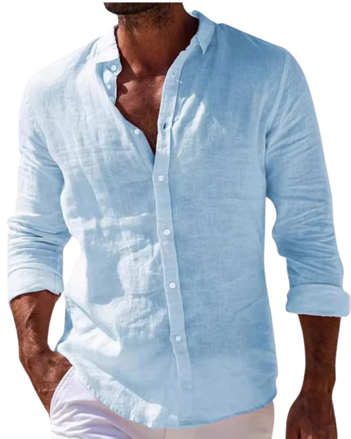 Men's Linen Shirt, White and Black