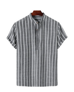 Elegant Striped Short-Sleeve Shirt