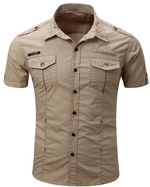 Cotton Cargo Shirt with Short Sleeves