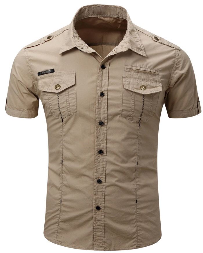 Men's Cotton Shirt, Short Sleeve, Cargo