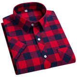 Cotton Checkered Shirt with Short Sleeves