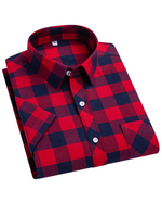 Cotton Checkered Shirt with Short Sleeves