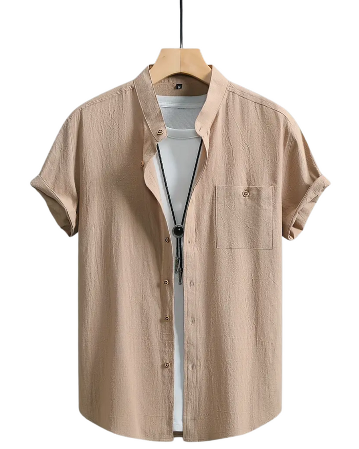 Men's Cotton Shirt, Short Sleeve, Loose